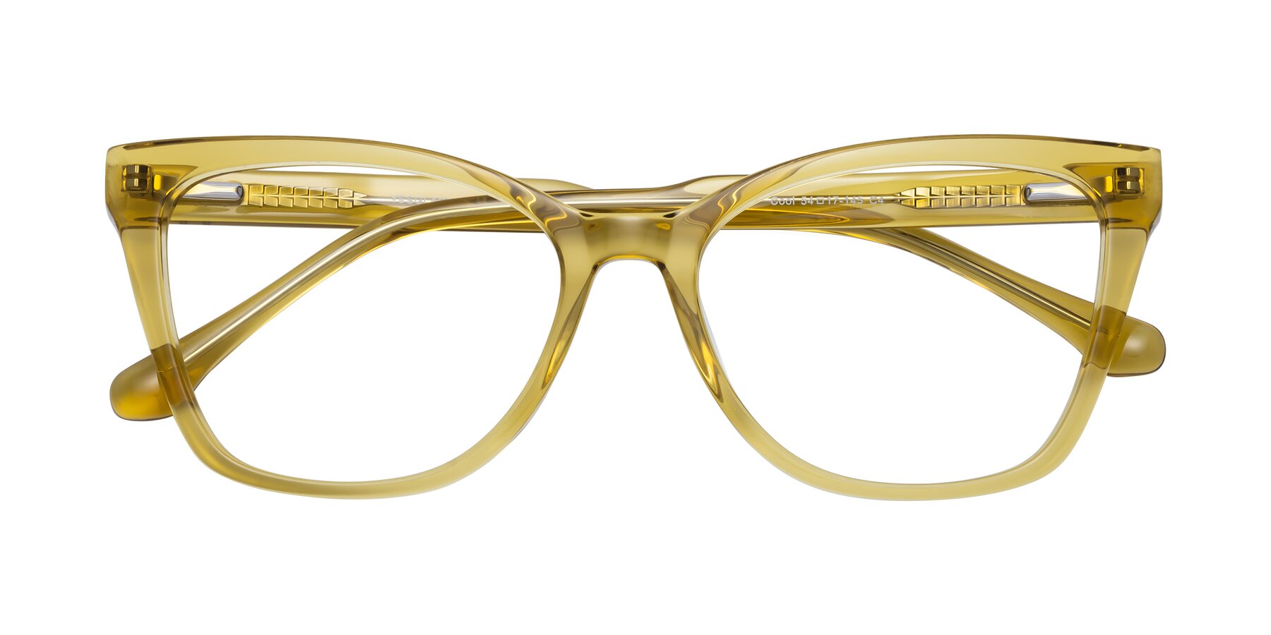 Folded Front of Cool in Champagne with Clear Eyeglass Lenses