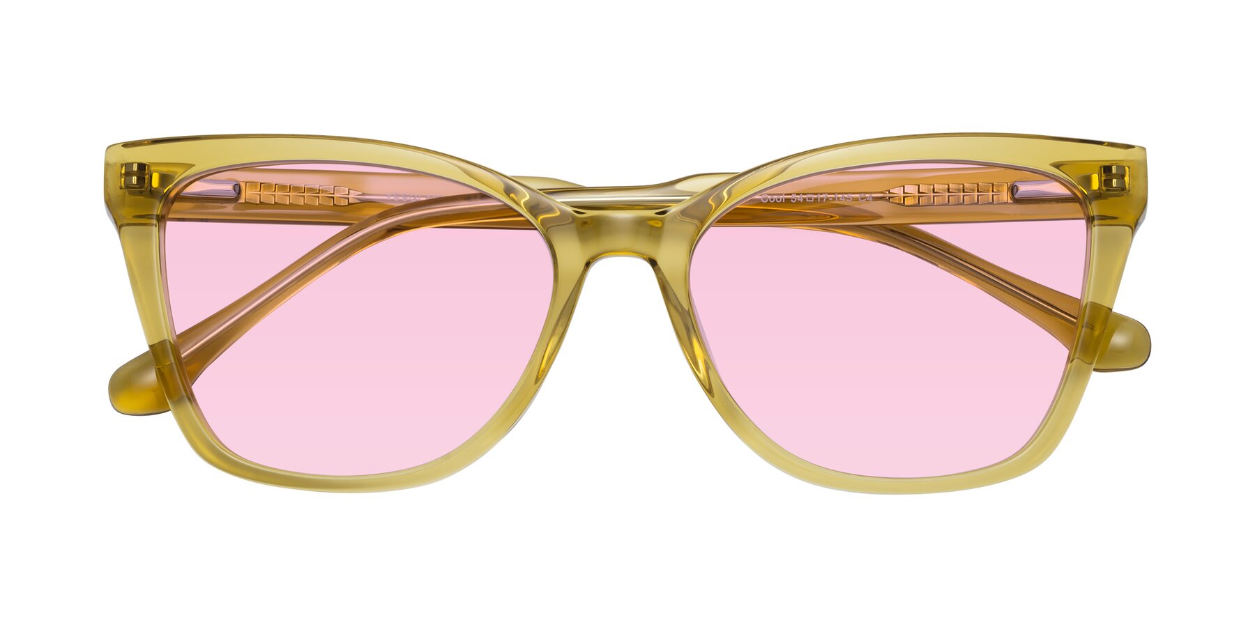 Folded Front of Cool in Champagne with Light Pink Tinted Lenses