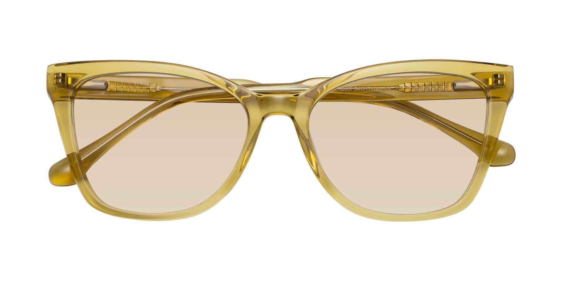 Folded Front of Cool in Champagne with Light Brown Tinted Lenses