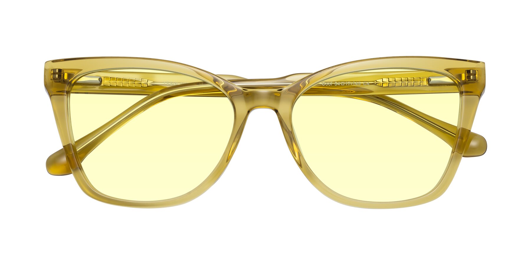 Folded Front of Cool in Champagne with Light Yellow Tinted Lenses