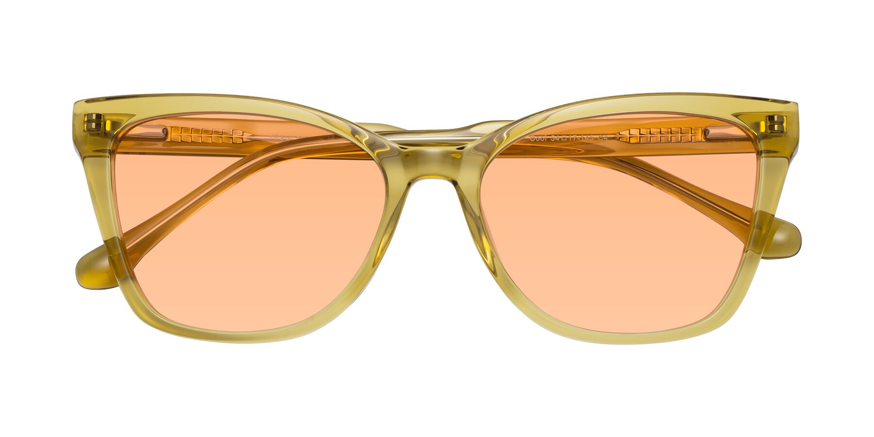 Folded Front of Cool in Champagne with Light Orange Tinted Lenses