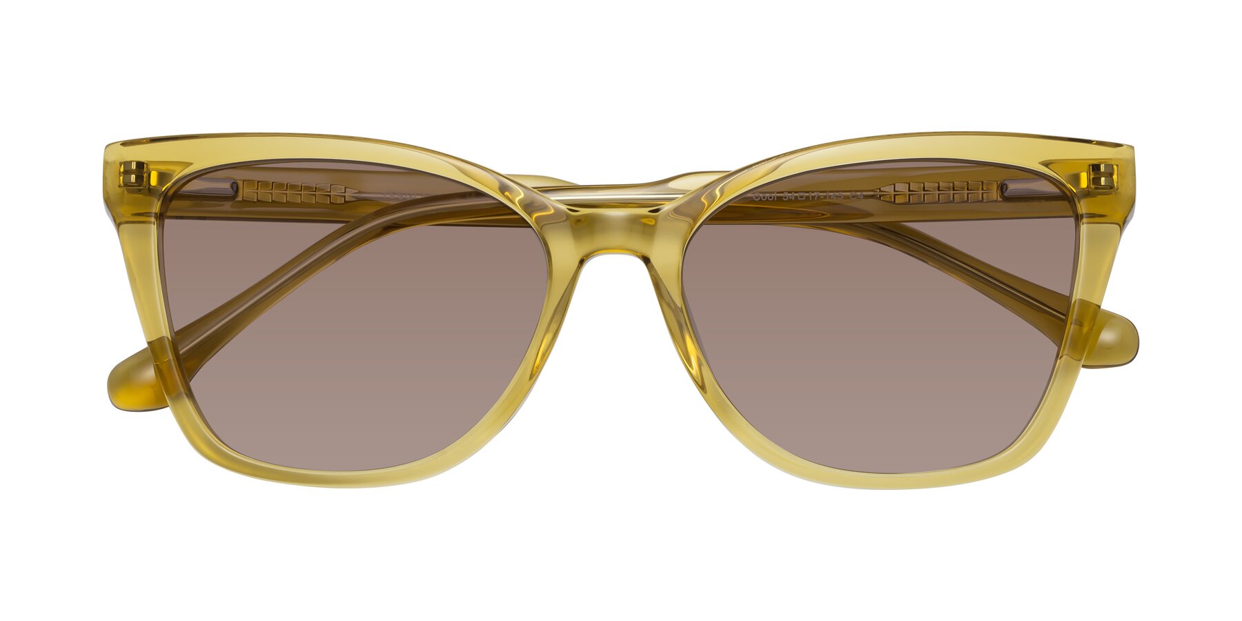 Folded Front of Cool in Champagne with Medium Brown Tinted Lenses