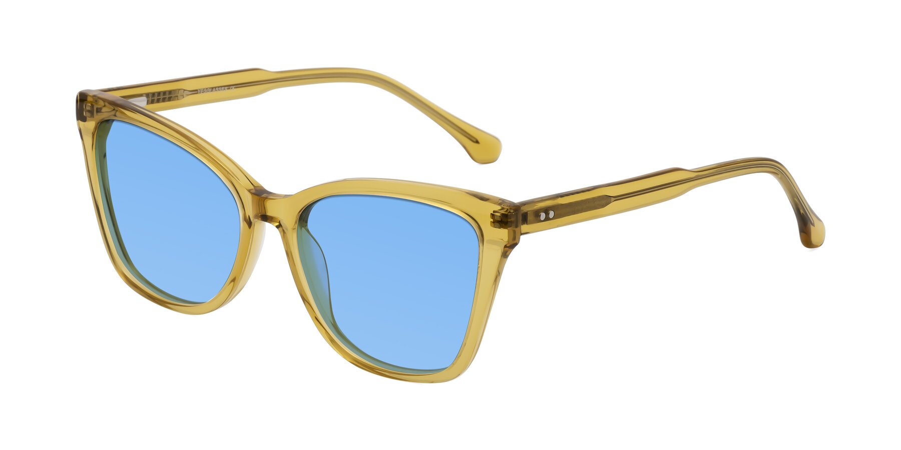 Angle of Cool in Champagne with Medium Blue Tinted Lenses