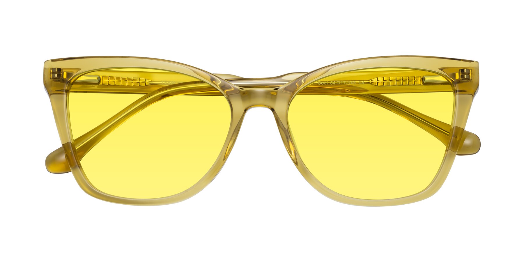 Folded Front of Cool in Champagne with Medium Yellow Tinted Lenses