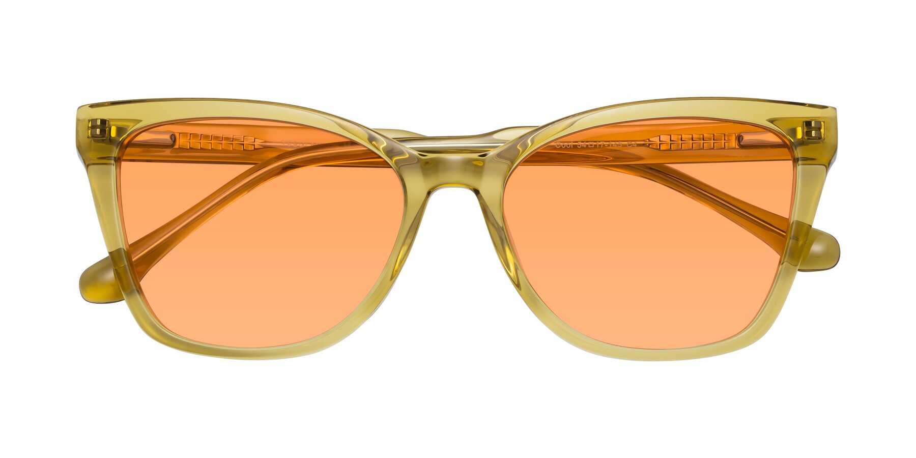 Folded Front of Cool in Champagne with Medium Orange Tinted Lenses