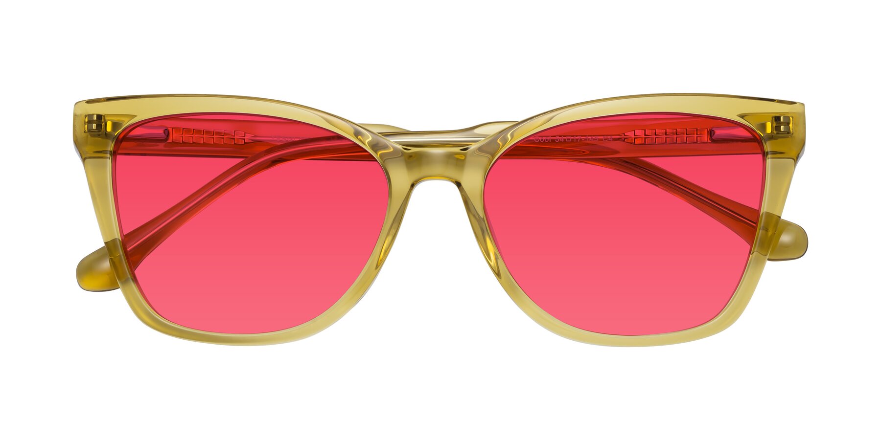 Folded Front of Cool in Champagne with Red Tinted Lenses