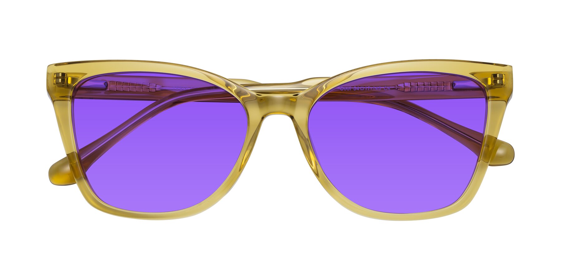 Folded Front of Cool in Champagne with Purple Tinted Lenses