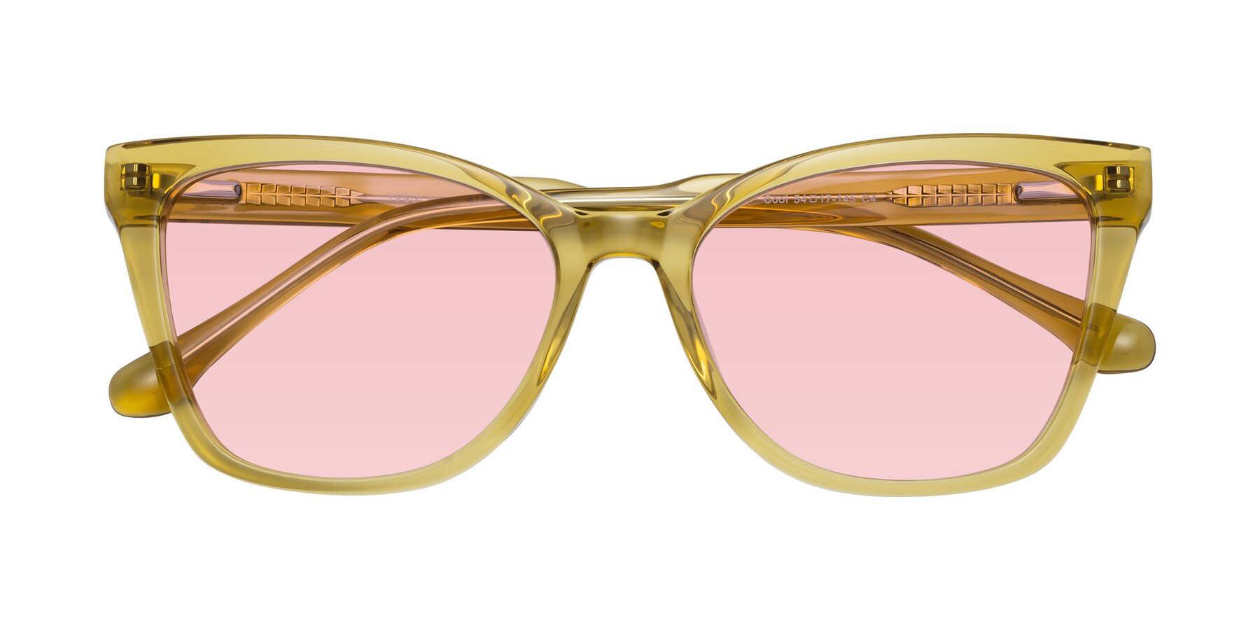 Folded Front of Cool in Champagne with Light Garnet Tinted Lenses