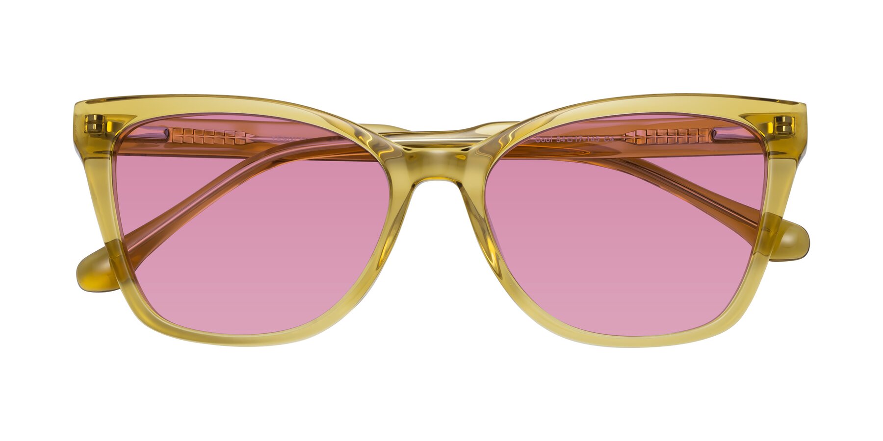 Folded Front of Cool in Champagne with Medium Wine Tinted Lenses