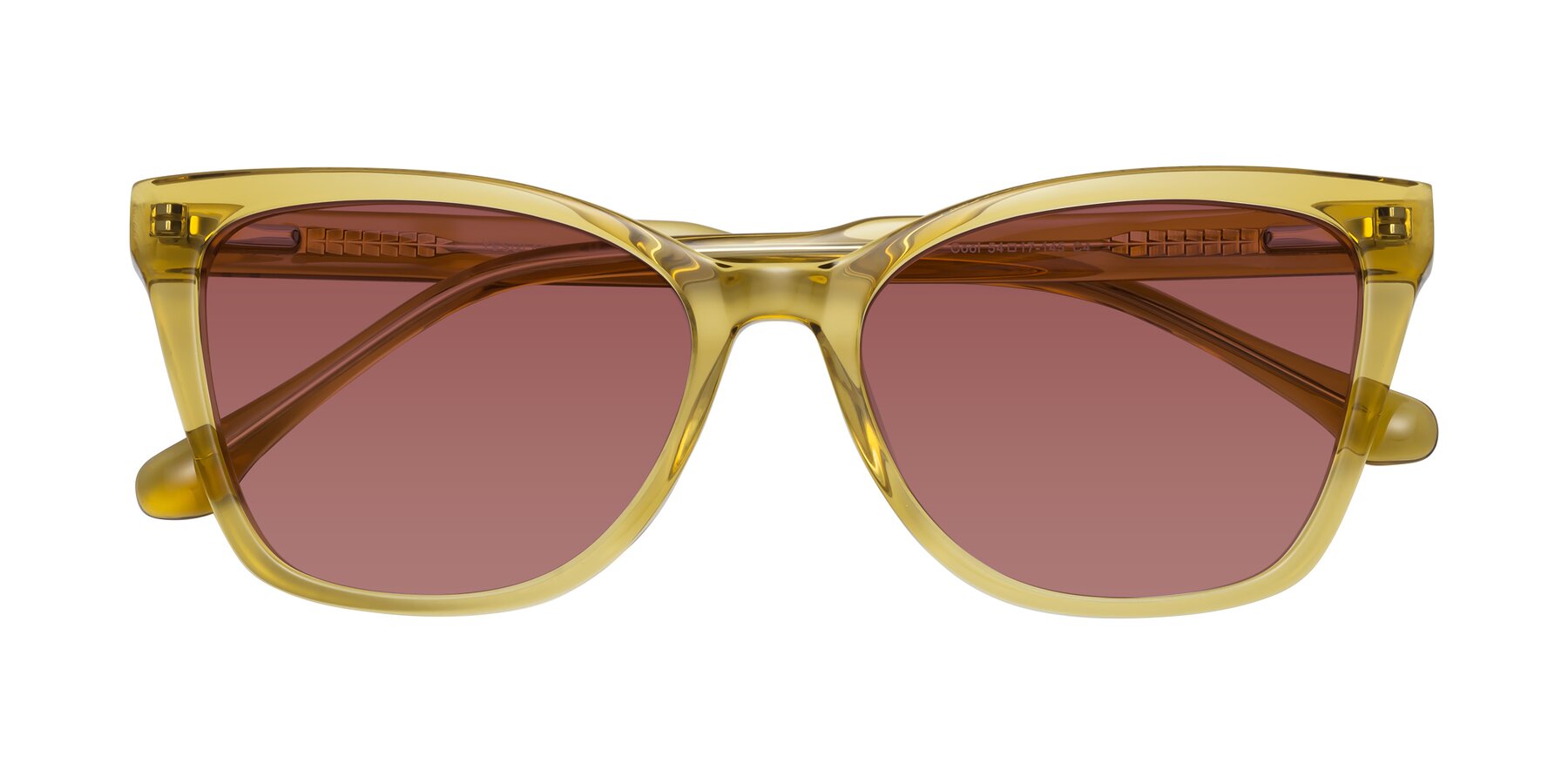 Folded Front of Cool in Champagne with Garnet Tinted Lenses