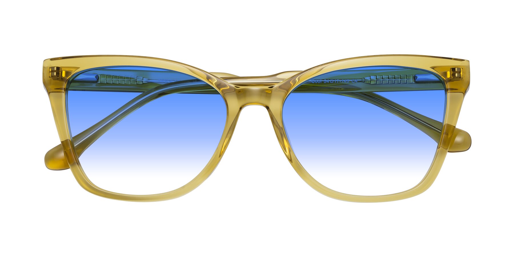 Folded Front of Cool in Champagne with Blue Gradient Lenses