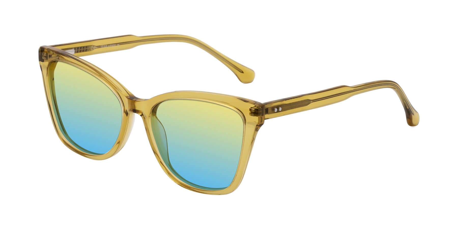 Angle of Cool in Champagne with Yellow / Blue Gradient Lenses