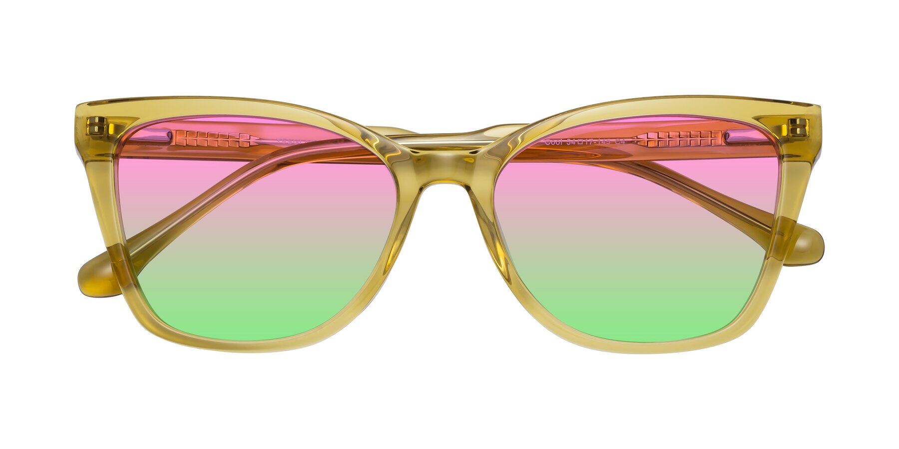 Folded Front of Cool in Champagne with Pink / Green Gradient Lenses