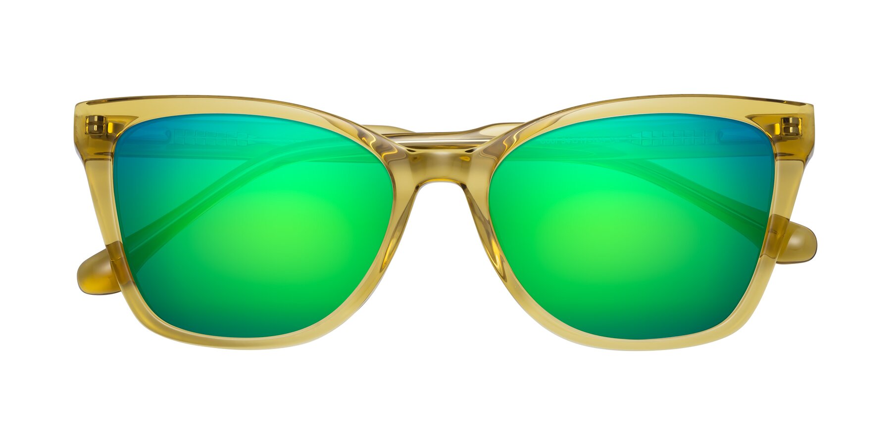 Folded Front of Cool in Champagne with Green Mirrored Lenses