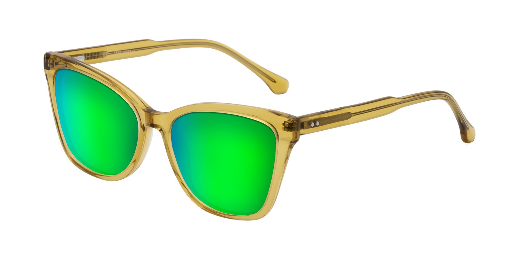 Angle of Cool in Champagne with Green Mirrored Lenses