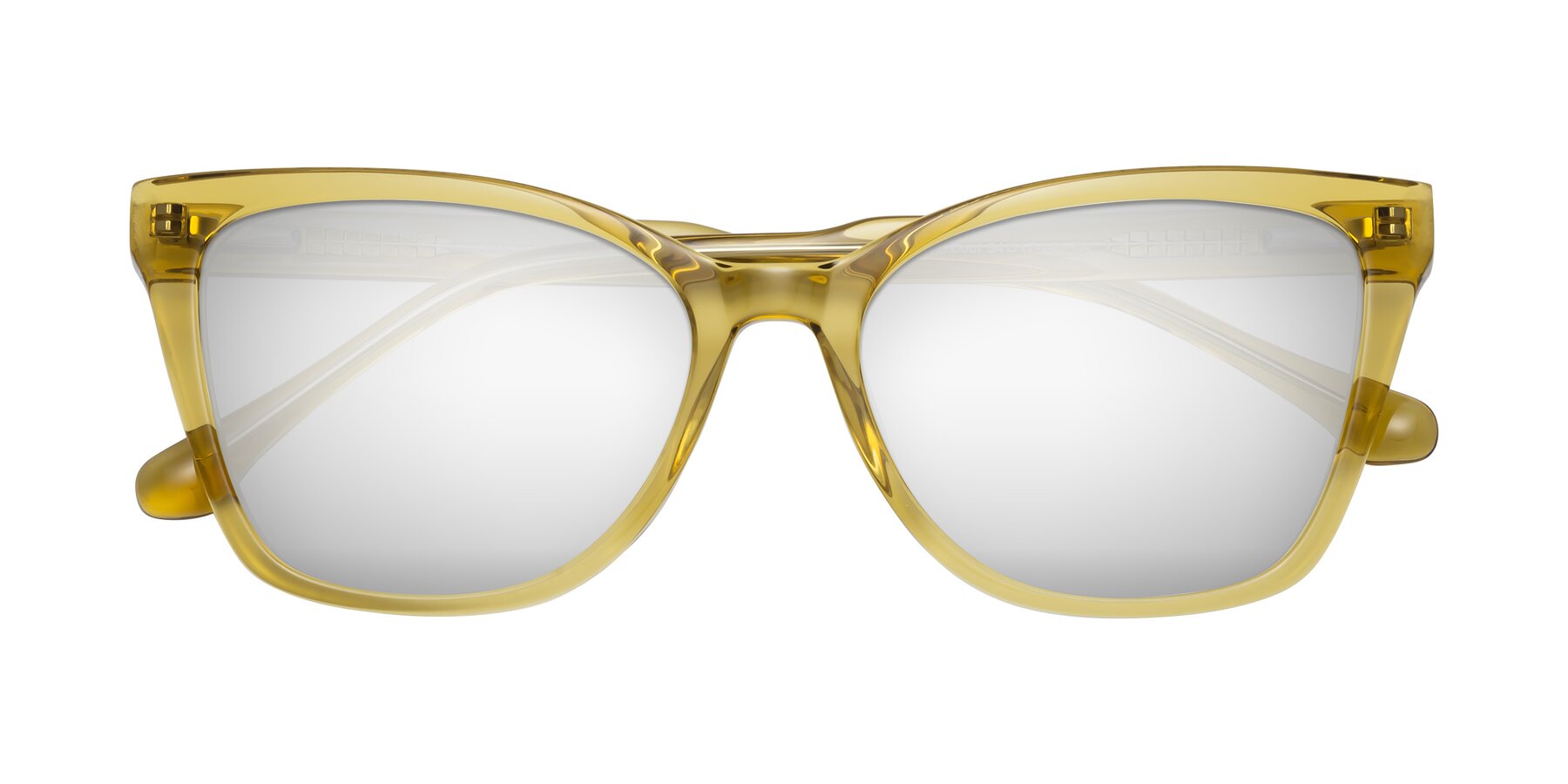 Folded Front of Cool in Champagne with Silver Mirrored Lenses