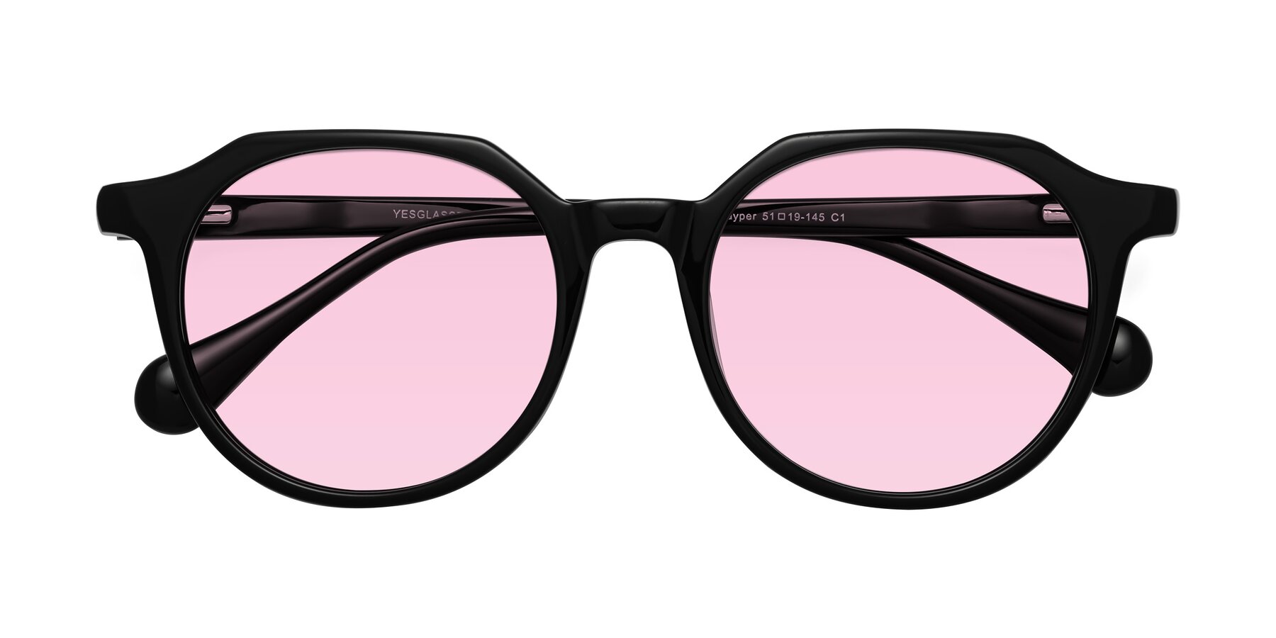 Folded Front of Payper in Black with Light Pink Tinted Lenses