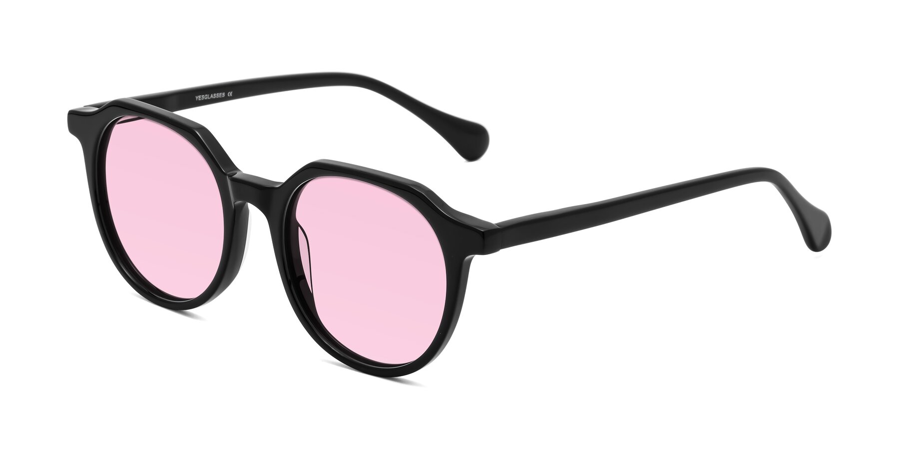 Angle of Payper in Black with Light Pink Tinted Lenses