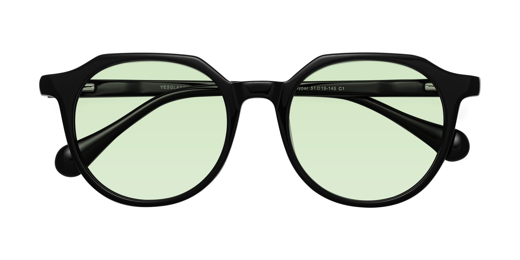 Folded Front of Payper in Black with Light Green Tinted Lenses