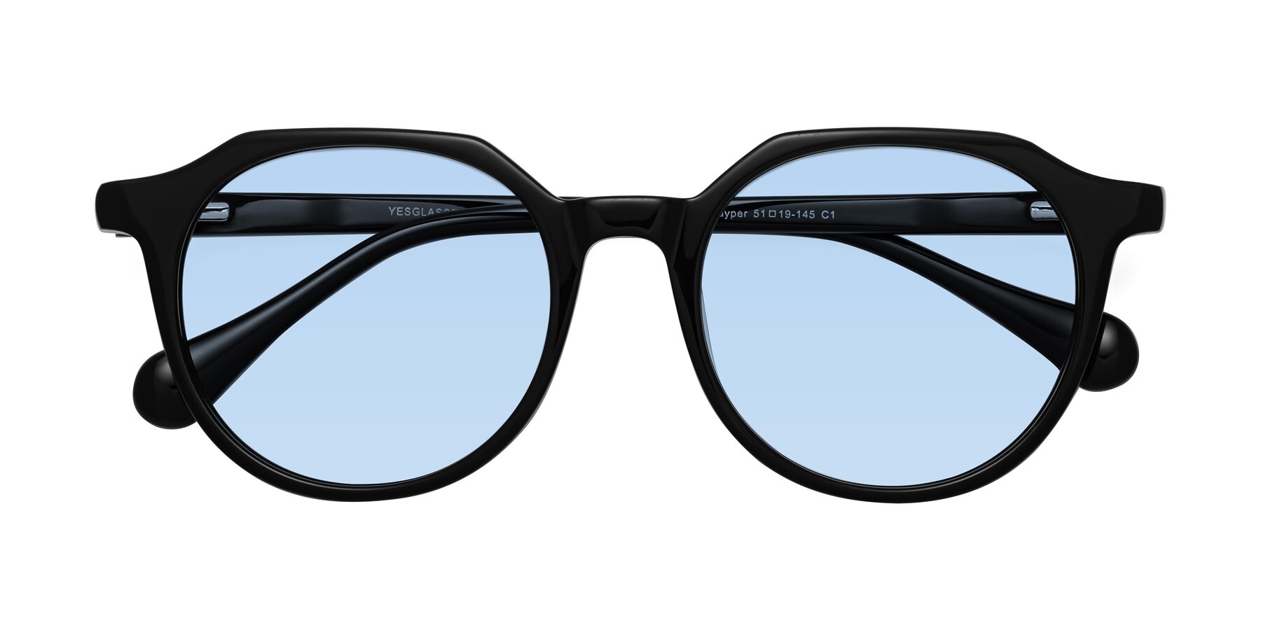 Folded Front of Payper in Black with Light Blue Tinted Lenses