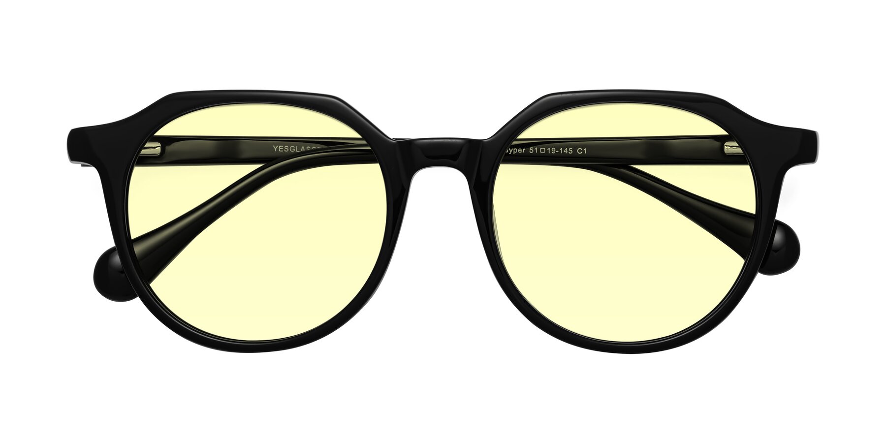 Folded Front of Payper in Black with Light Yellow Tinted Lenses