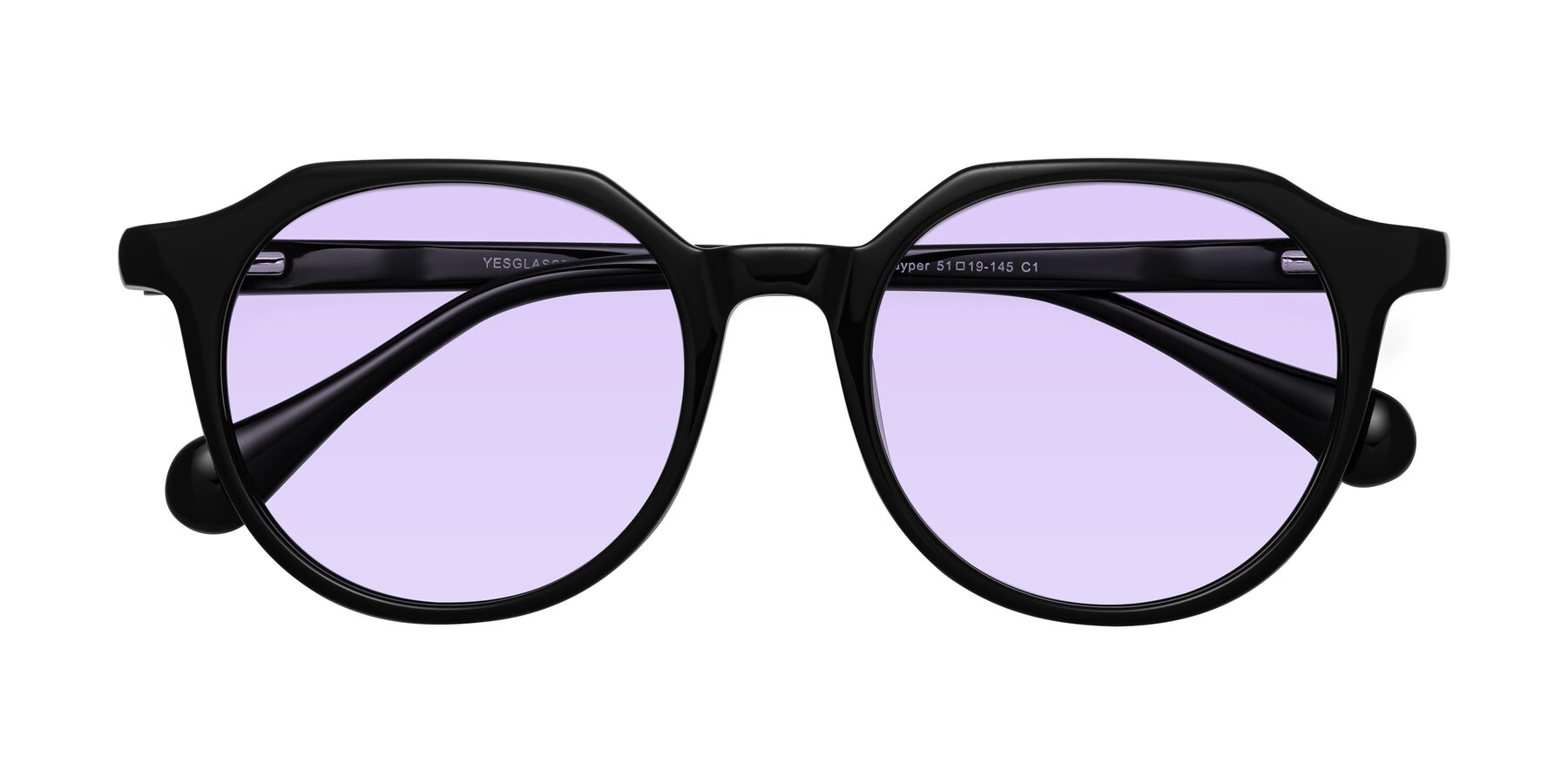 Folded Front of Payper in Black with Light Purple Tinted Lenses