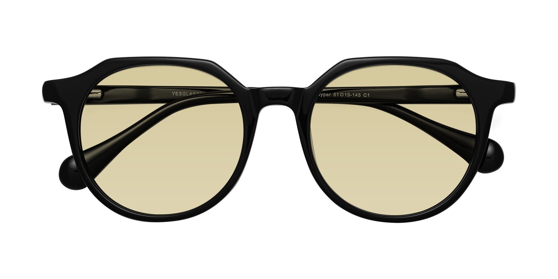 Folded Front of Payper in Black with Light Champagne Tinted Lenses