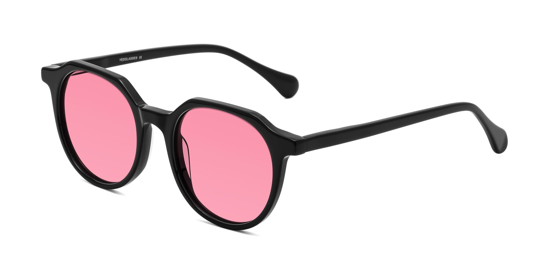 Angle of Payper in Black with Pink Tinted Lenses