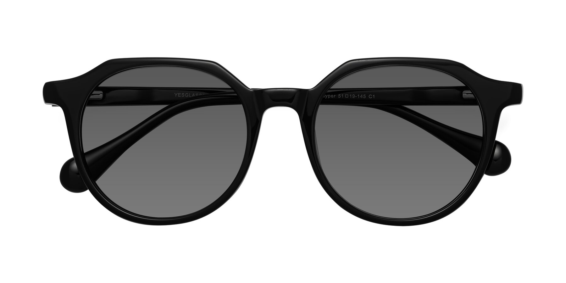 Folded Front of Payper in Black with Medium Gray Tinted Lenses