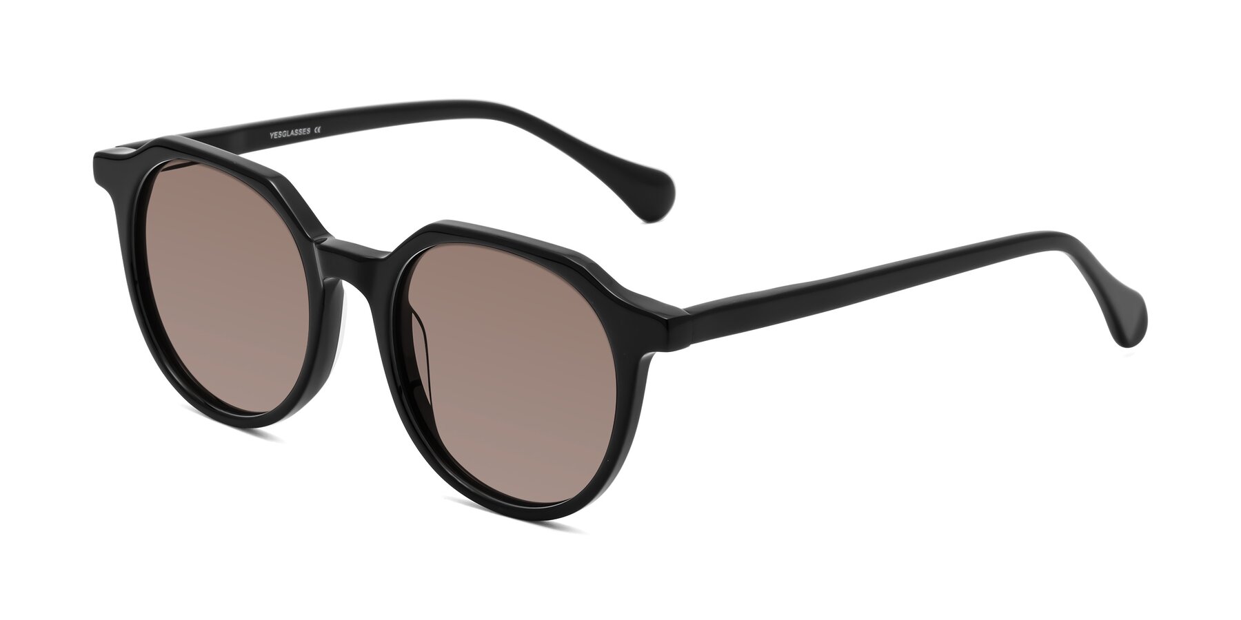 Angle of Payper in Black with Medium Brown Tinted Lenses