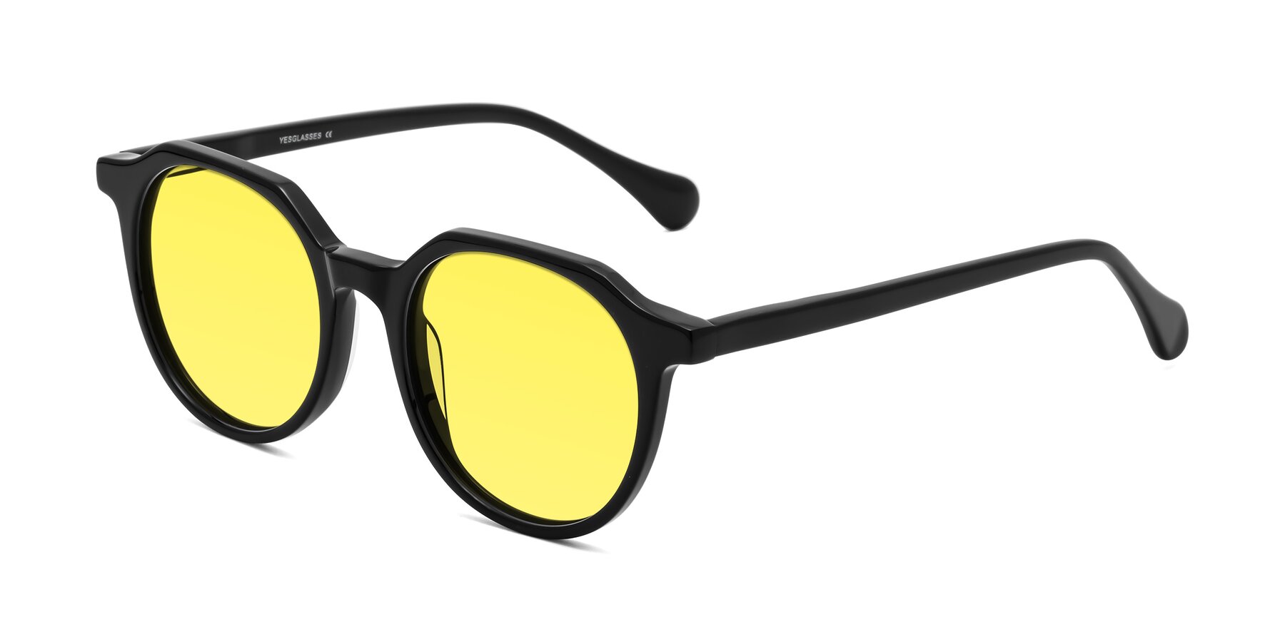 Angle of Payper in Black with Medium Yellow Tinted Lenses