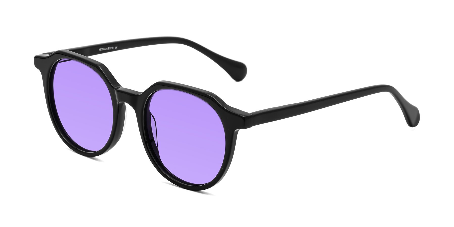 Angle of Payper in Black with Medium Purple Tinted Lenses