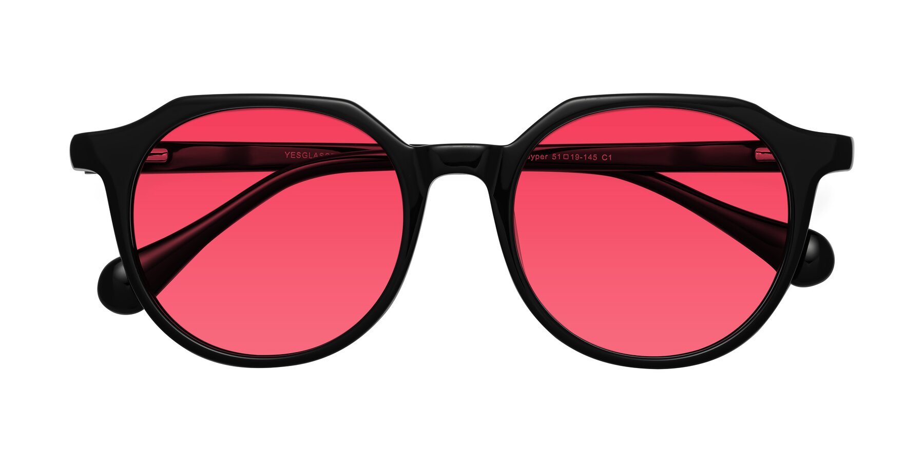 Folded Front of Payper in Black with Red Tinted Lenses