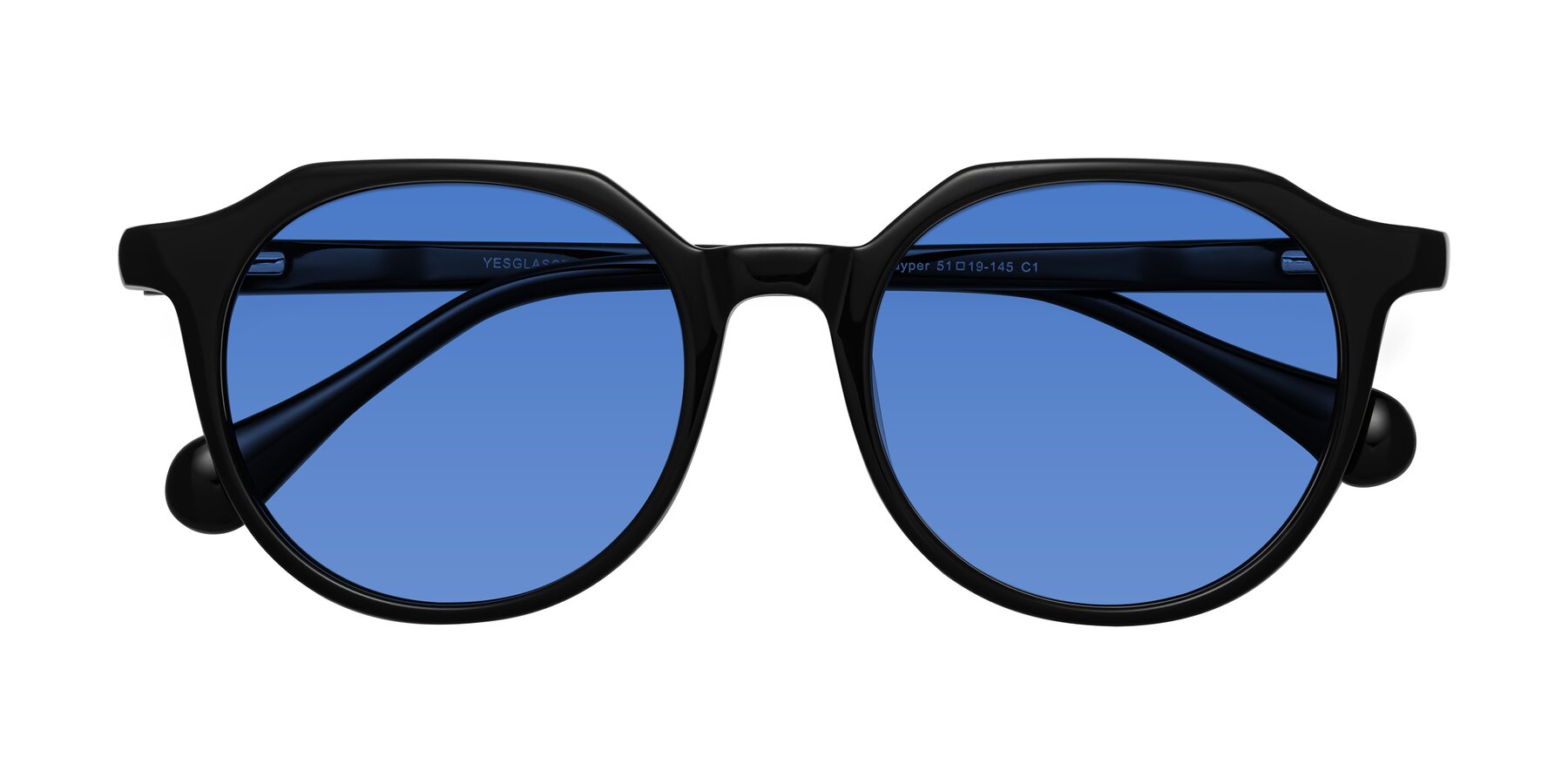 Folded Front of Payper in Black with Blue Tinted Lenses