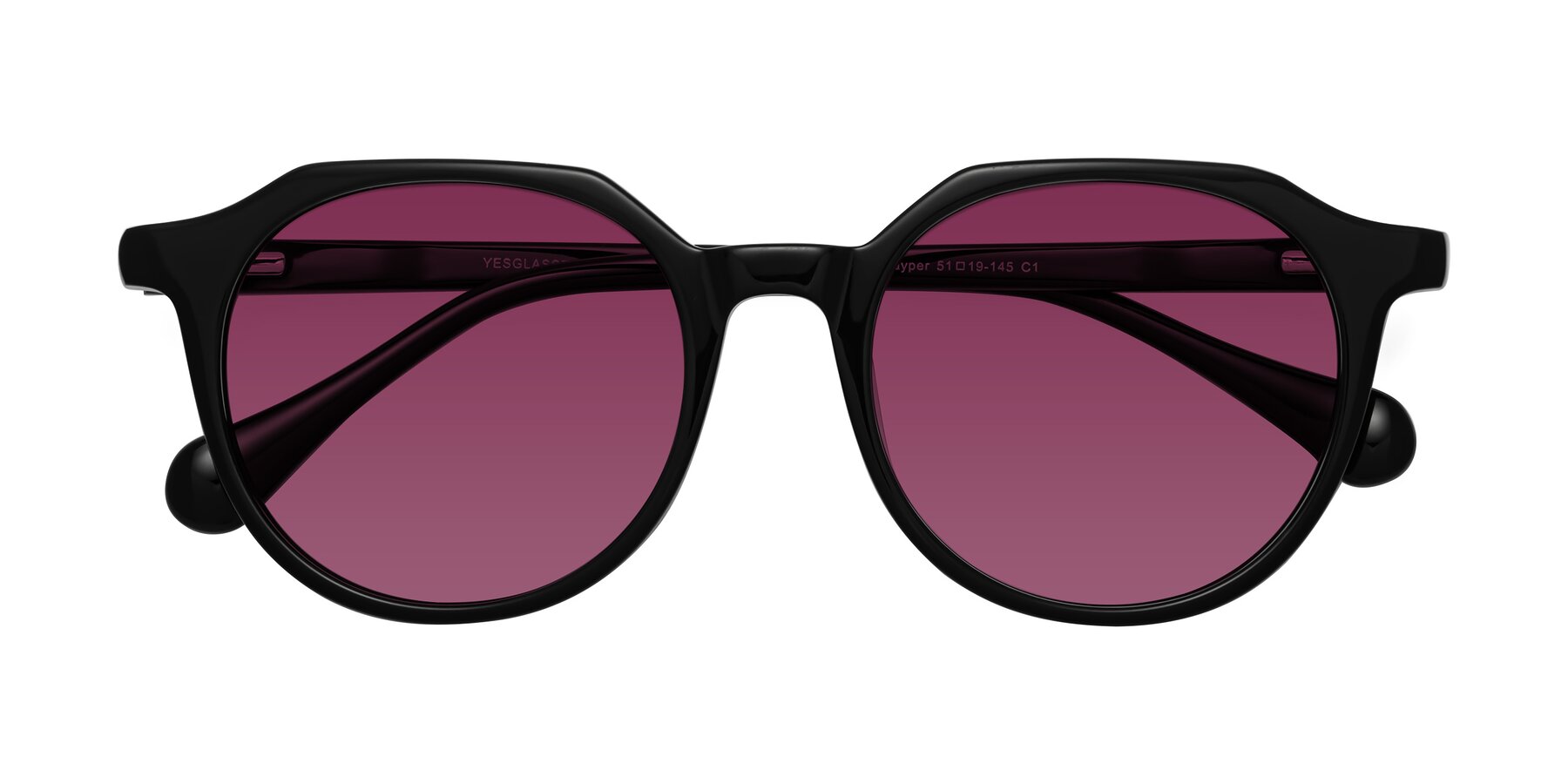 Folded Front of Payper in Black with Wine Tinted Lenses