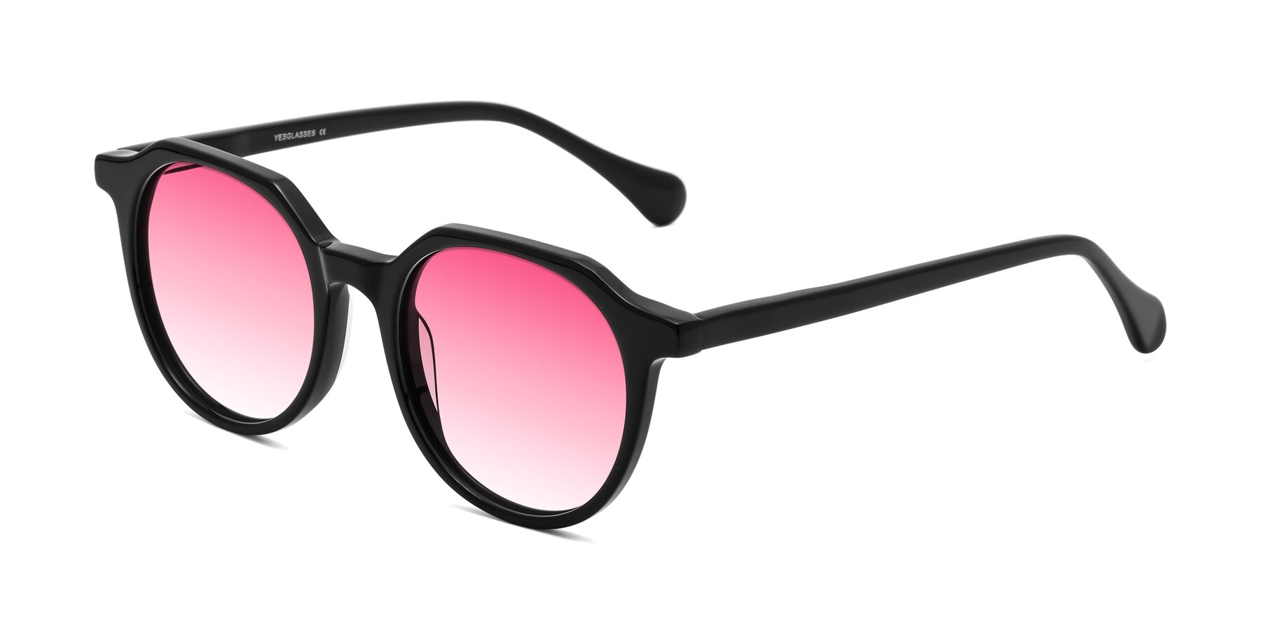 Angle of Payper in Black with Pink Gradient Lenses