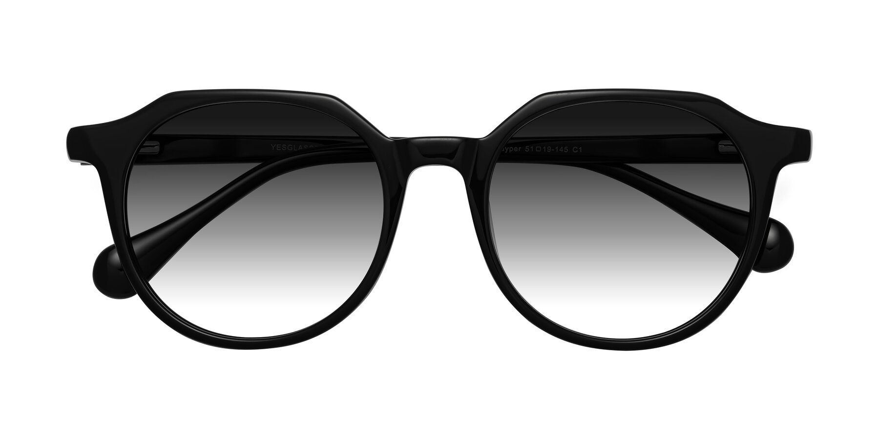 Folded Front of Payper in Black with Gray Gradient Lenses