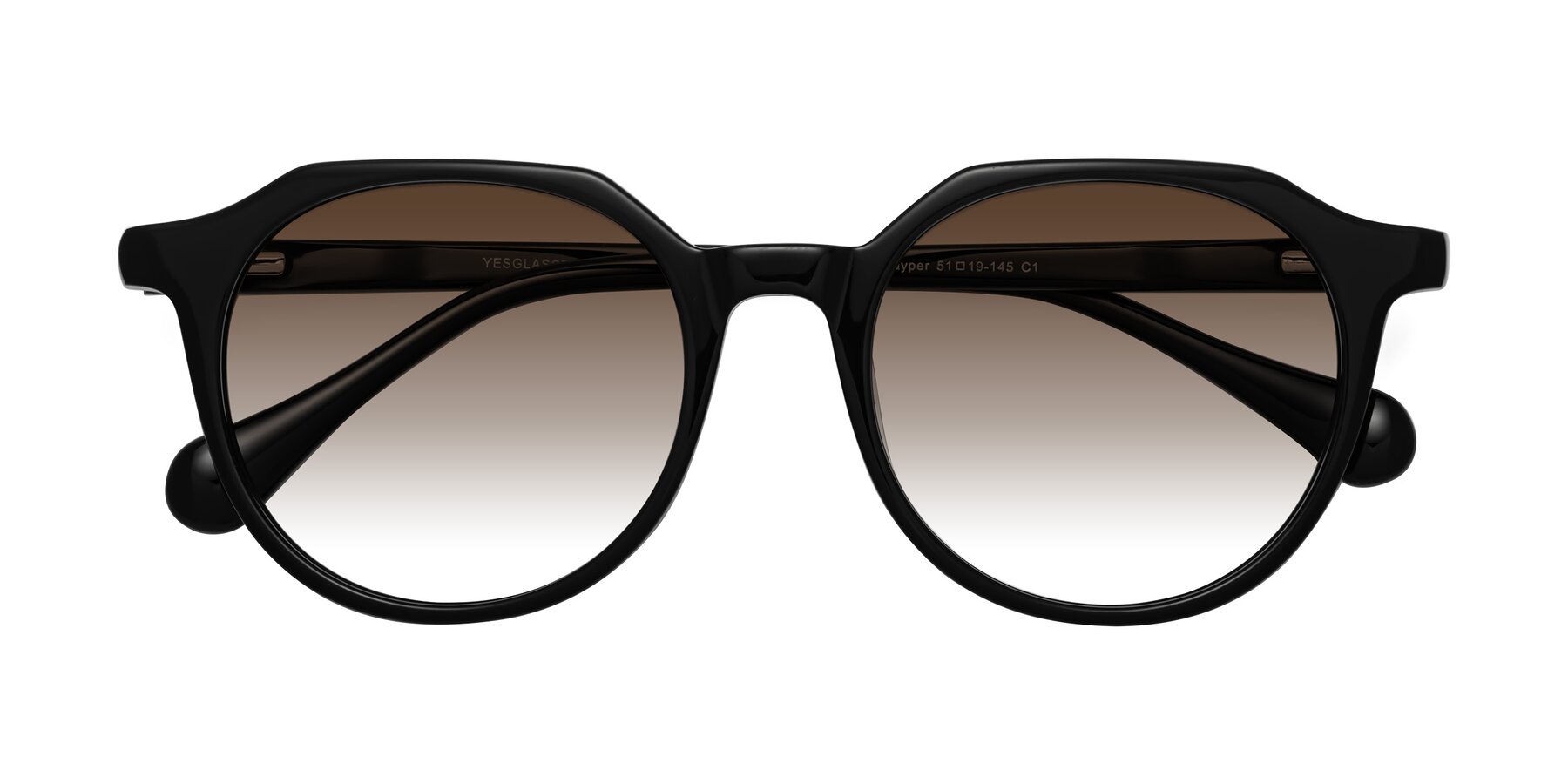 Folded Front of Payper in Black with Brown Gradient Lenses