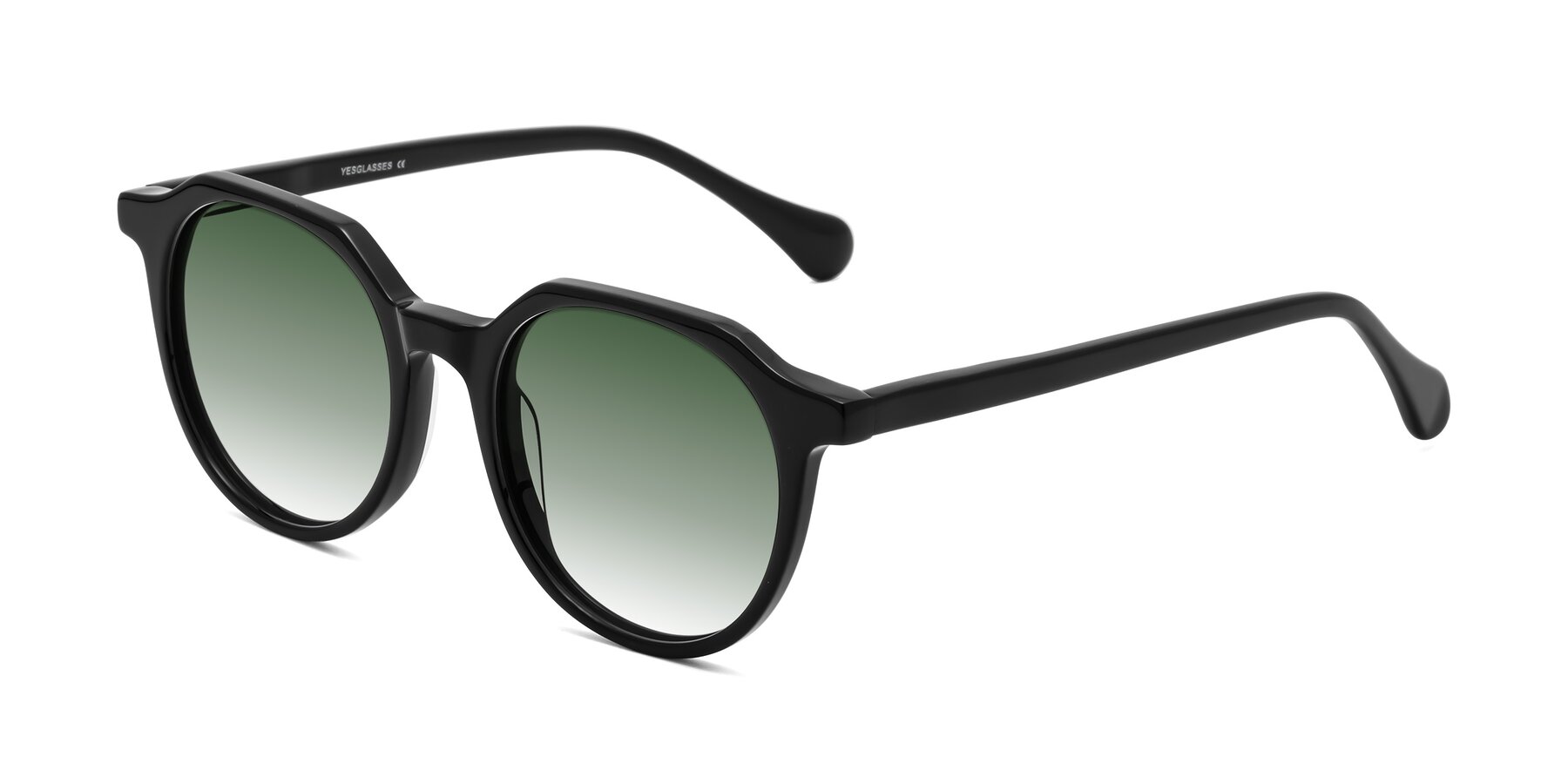 Angle of Payper in Black with Green Gradient Lenses