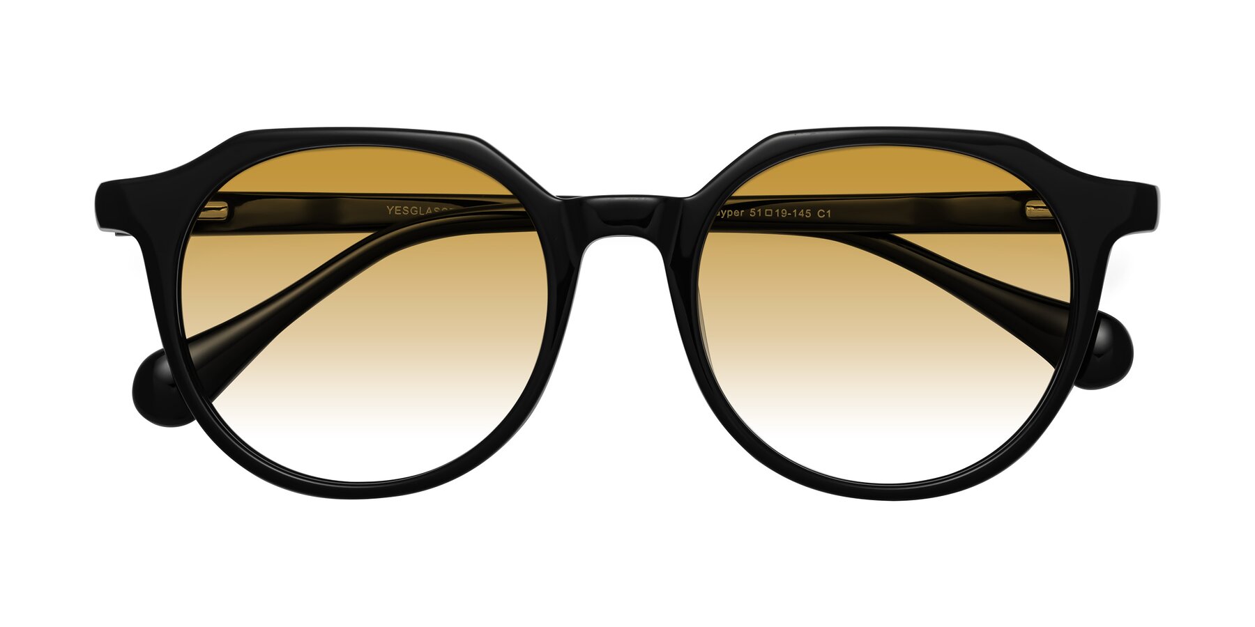 Folded Front of Payper in Black with Champagne Gradient Lenses