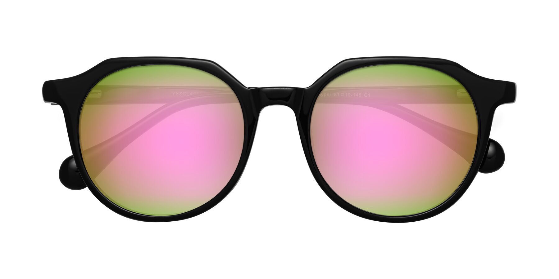 Folded Front of Payper in Black with Pink Mirrored Lenses