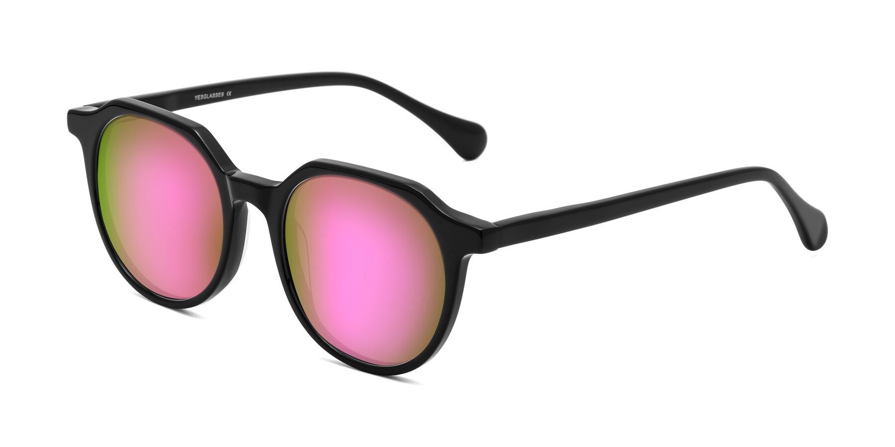 Angle of Payper in Black with Pink Mirrored Lenses