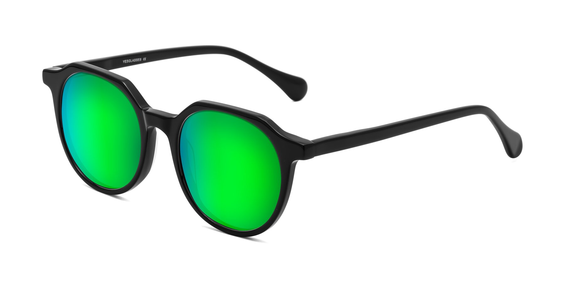 Angle of Payper in Black with Green Mirrored Lenses