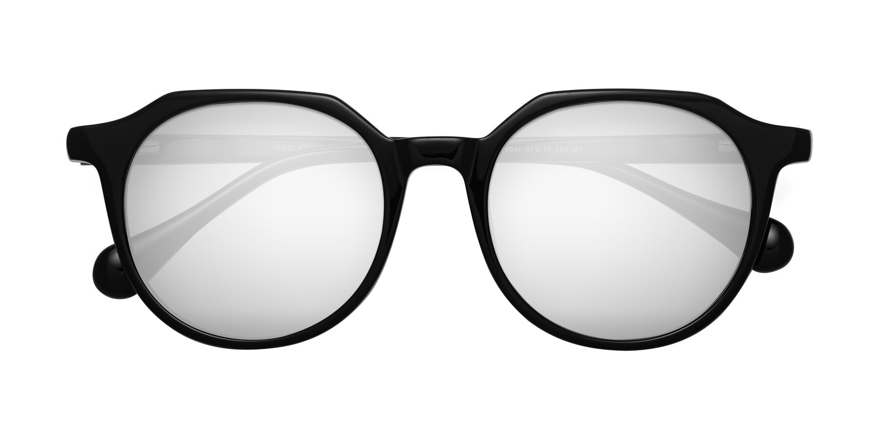 Folded Front of Payper in Black with Silver Mirrored Lenses