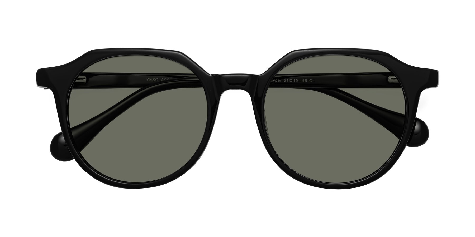 Folded Front of Payper in Black with Gray Polarized Lenses