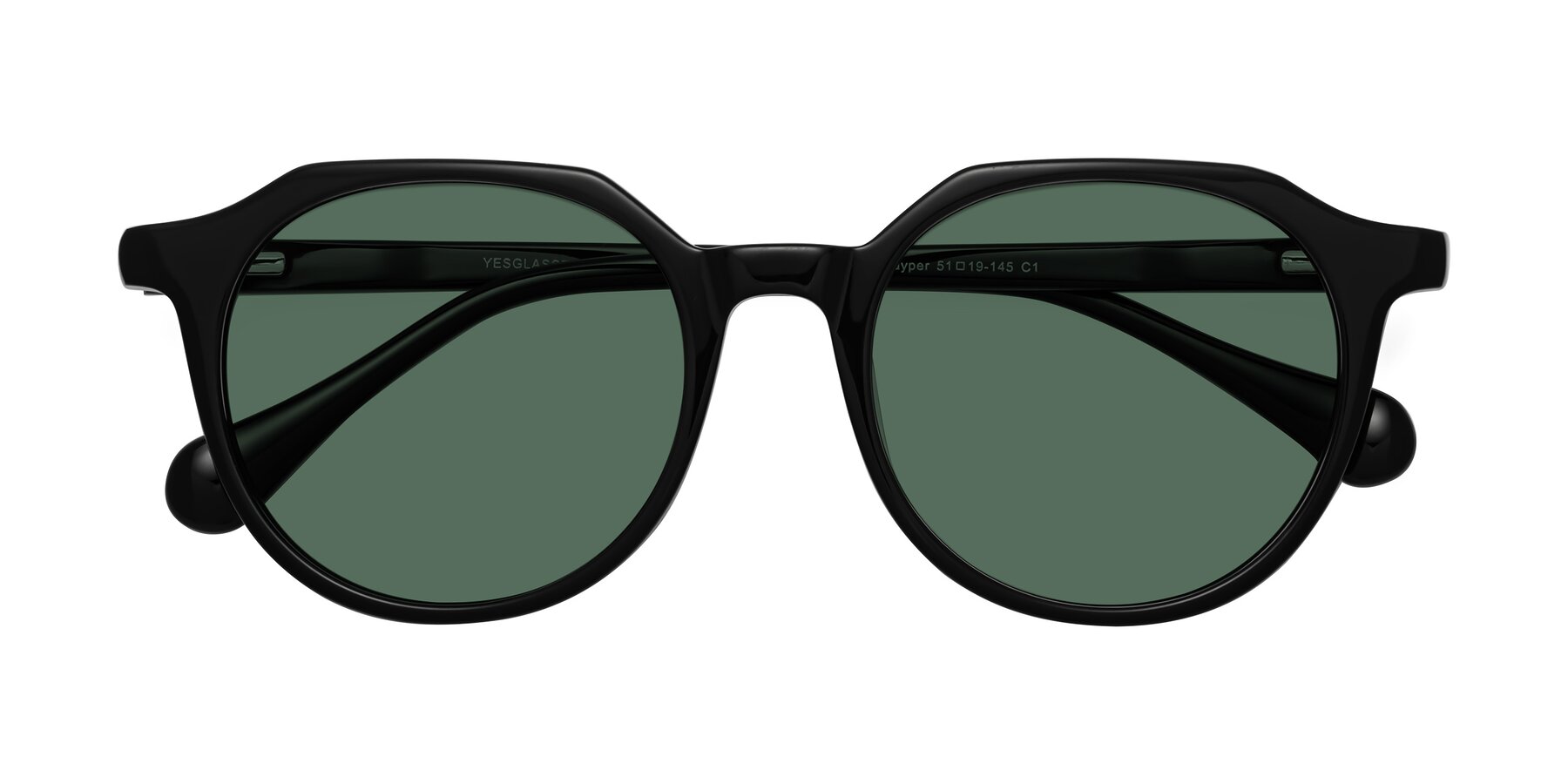 Folded Front of Payper in Black with Green Polarized Lenses