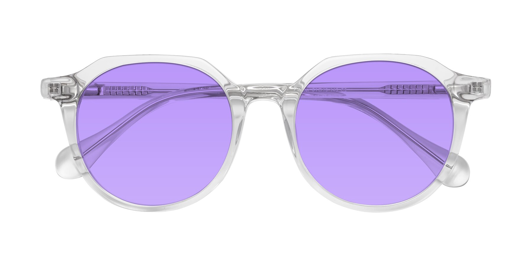 Folded Front of Payper in Clear with Medium Purple Tinted Lenses