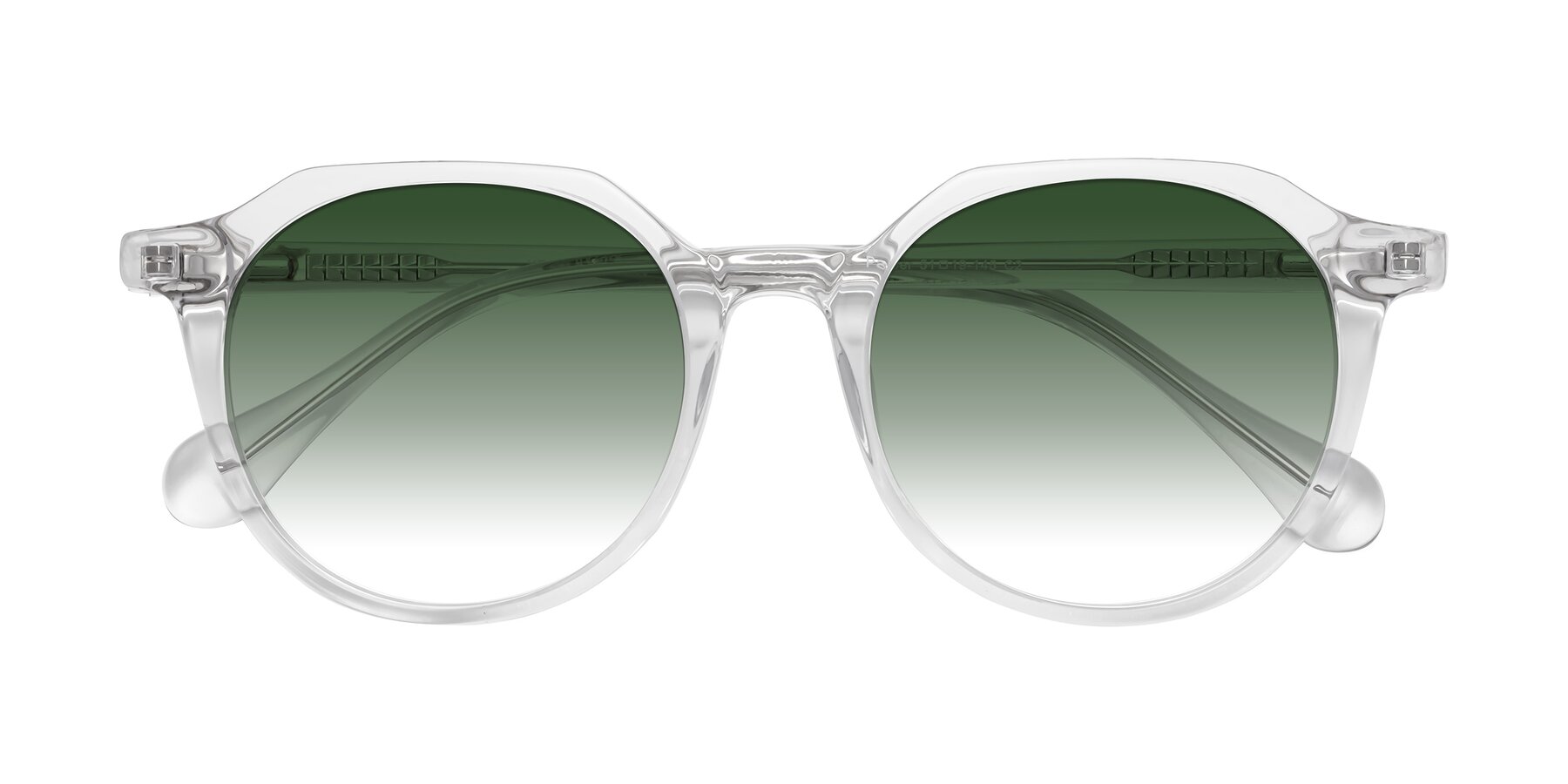 Folded Front of Payper in Clear with Green Gradient Lenses