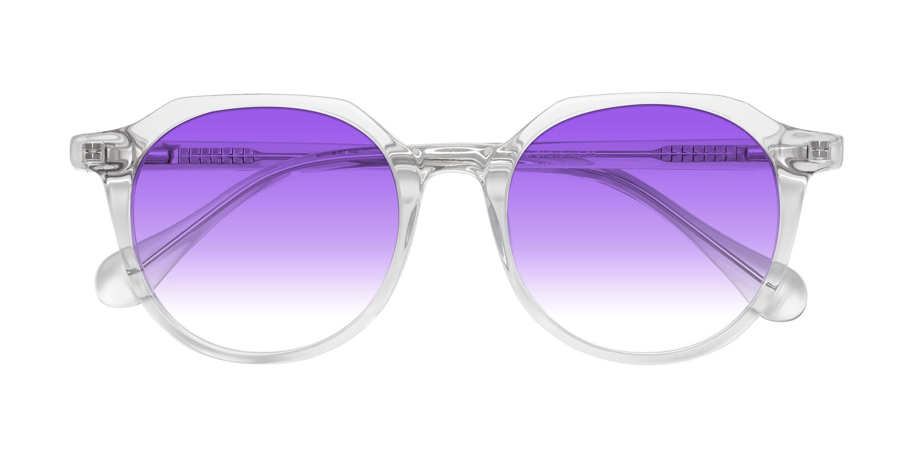 Folded Front of Payper in Clear with Purple Gradient Lenses