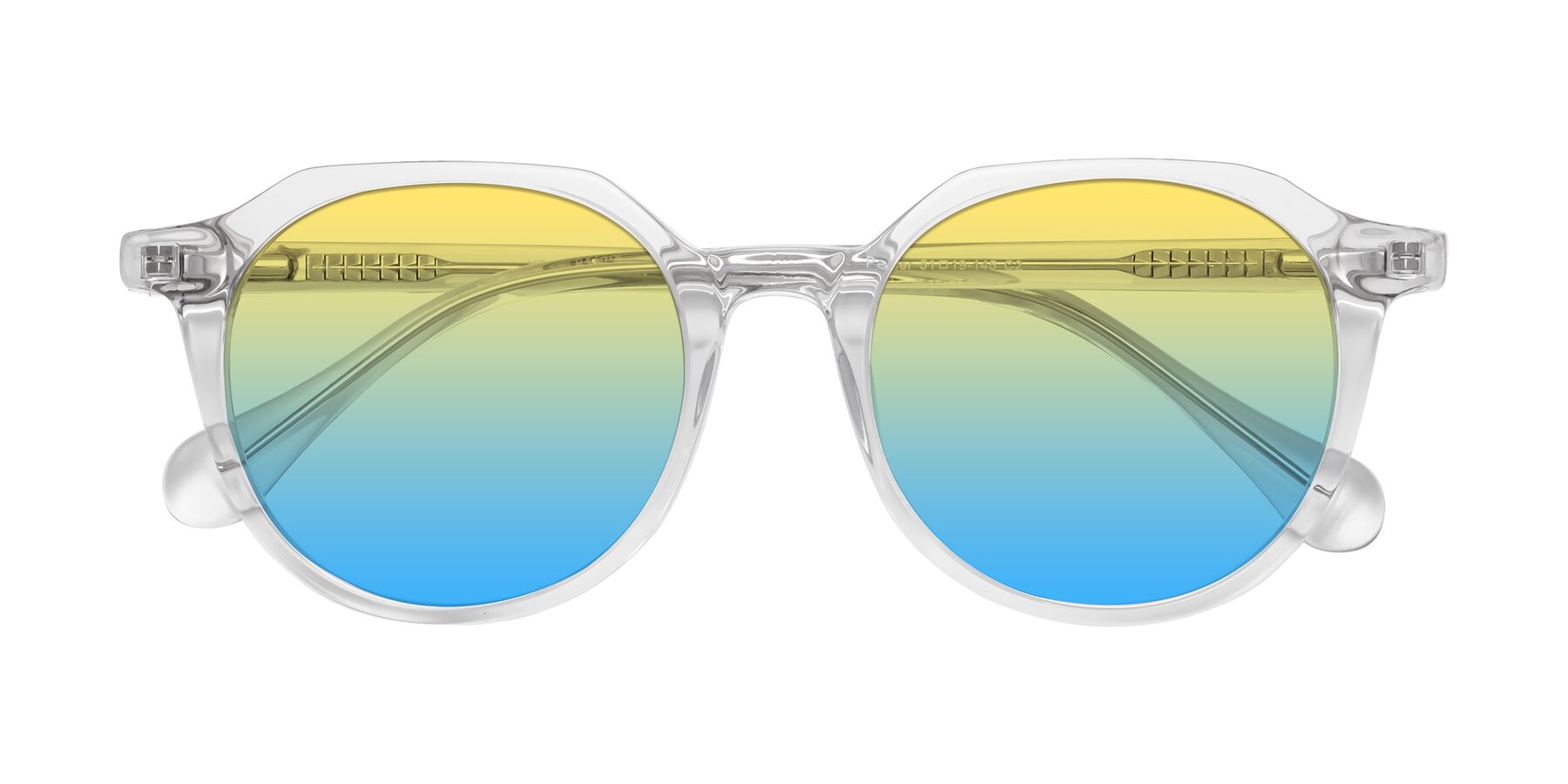 Folded Front of Payper in Clear with Yellow / Blue Gradient Lenses